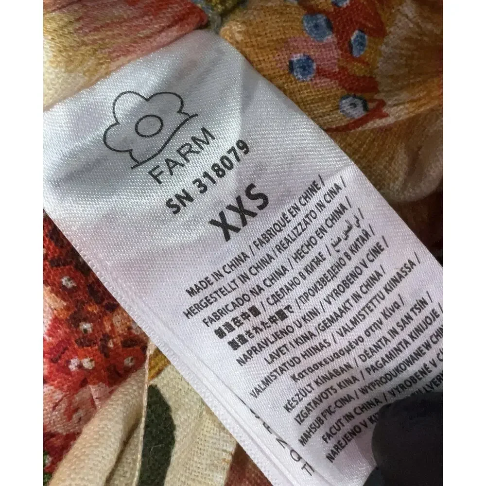 NWT FARM Rio Delicate Garden Crop Top Puff Sleeves XXS 2XS